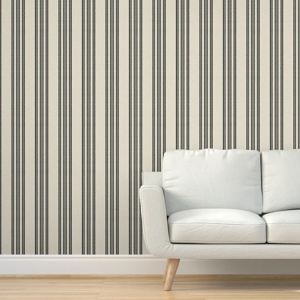 Peel and Stick Vertical Stripe Wallpaper - Cream, Charcoal product