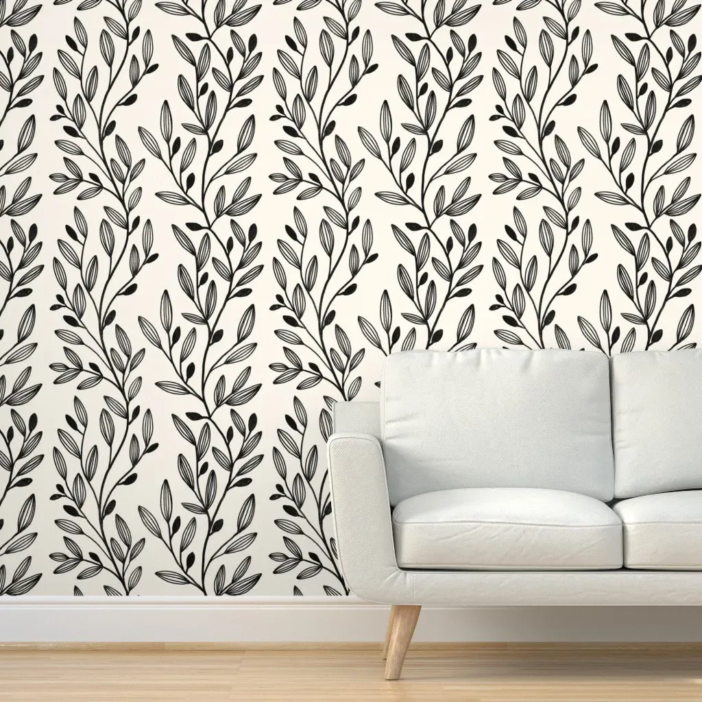 Peel and Stick Vines Wallpaper - Black, White product