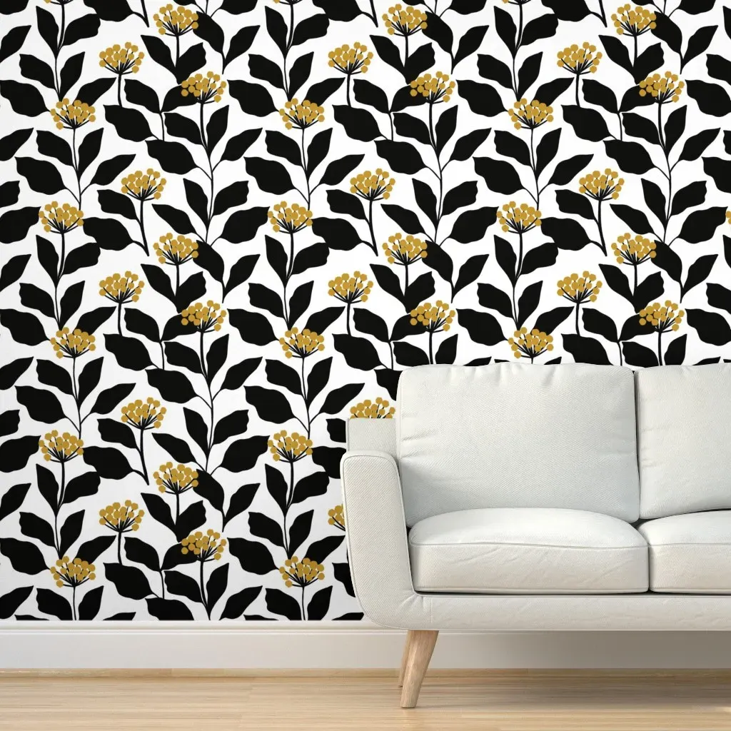 Peel and Stick Vines Wallpaper - Yellow, Black product