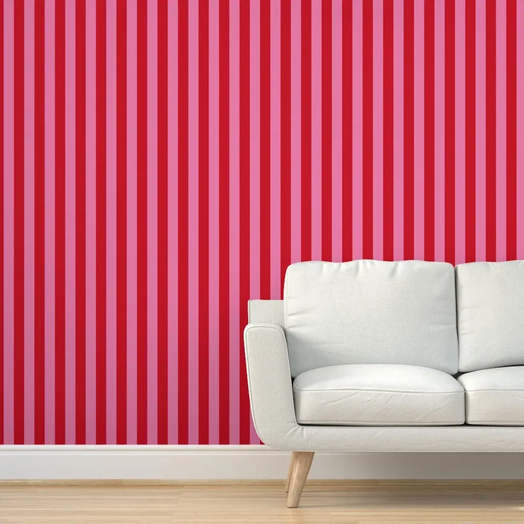 Peel and Stick Vintage Stripe Wallpaper - Crimson Red product
