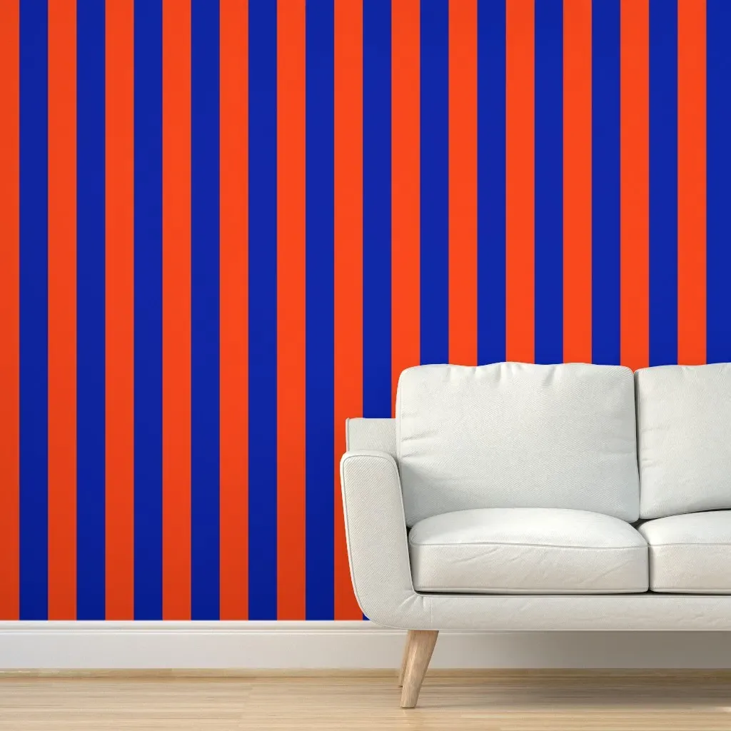 Peel and Stick Wallpaper 6" Stripes - Orange & Blue product