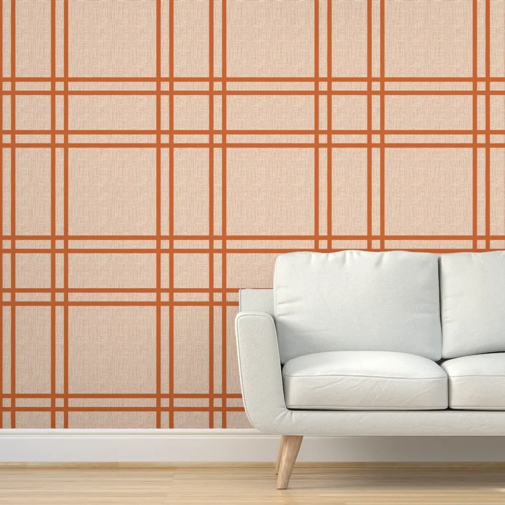 Peel and Stick Wallpaper Brick Textured Check - Burnt Orange product