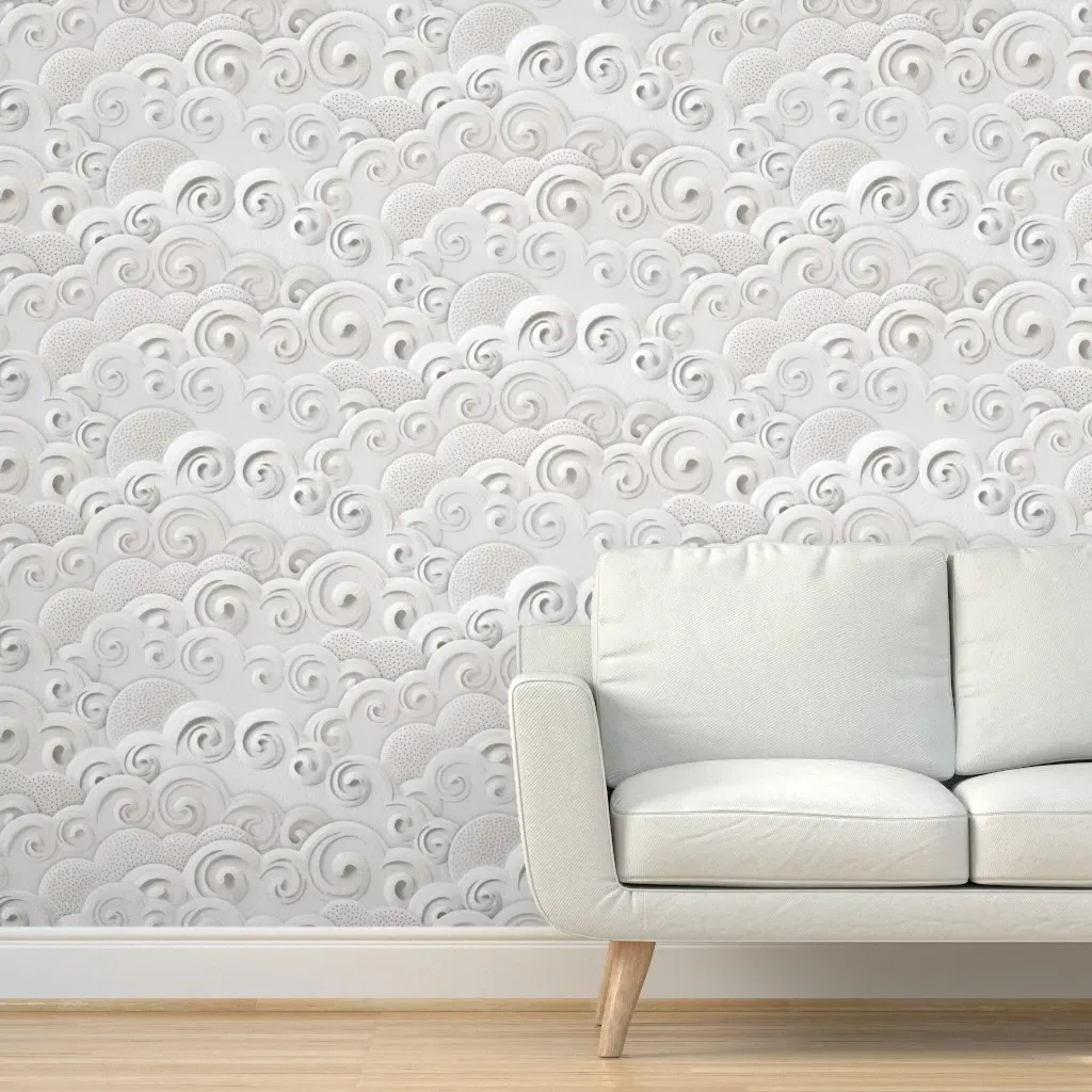 Peel and Stick Wallpaper Cloudy Sky Faux Texture - Off-White product