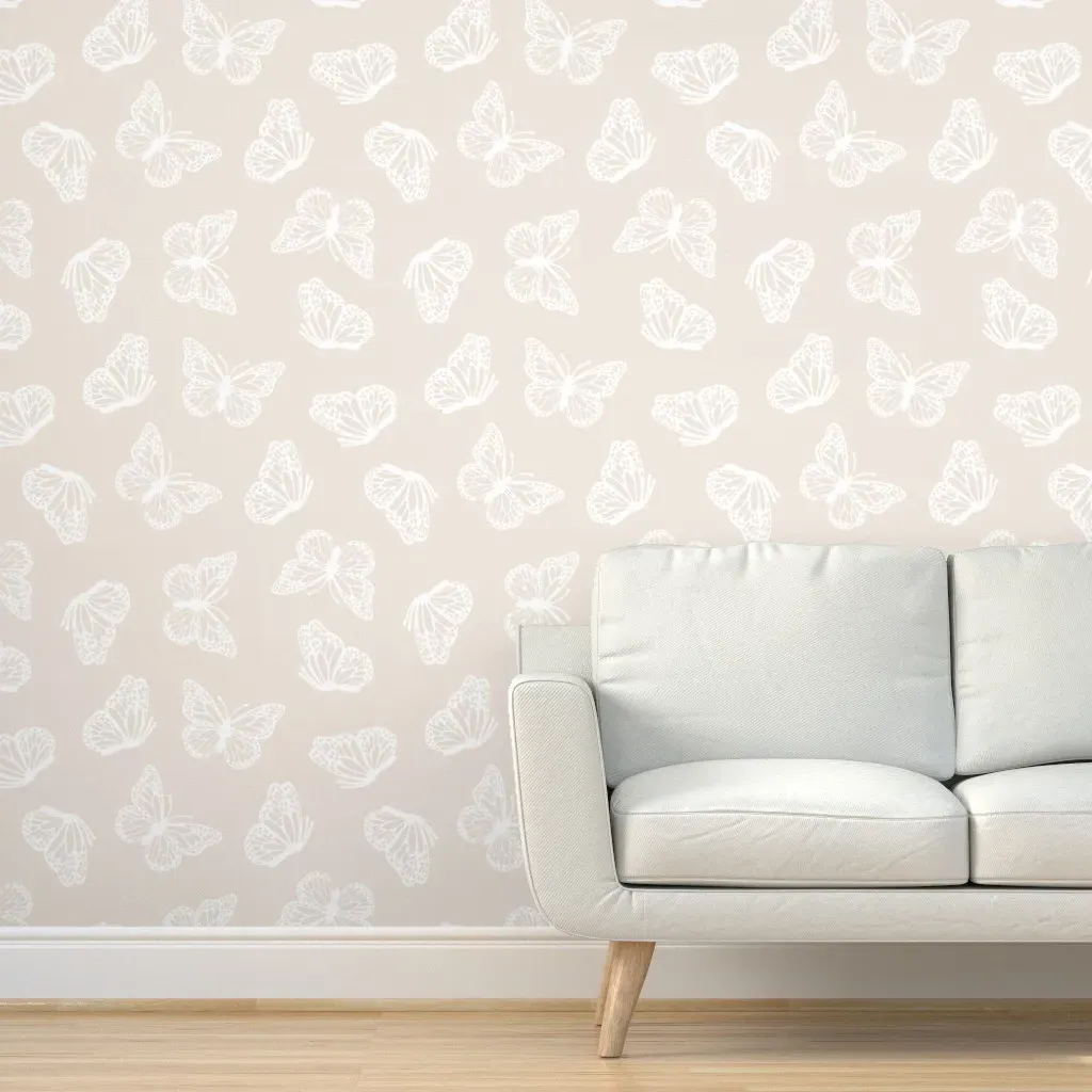 Peel and Stick Wallpaper Cream Monarchs - White product
