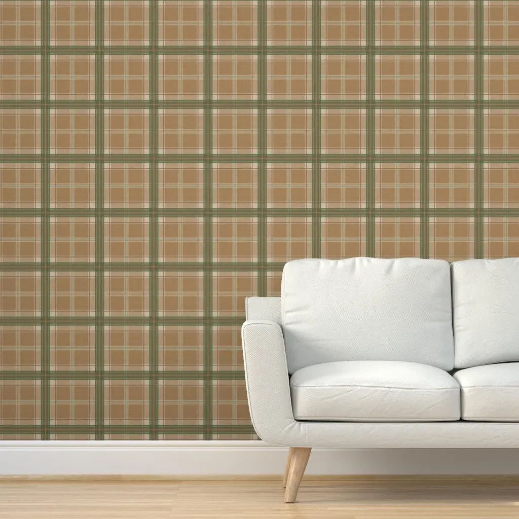 Peel and Stick Wallpaper Deep Gold Plaid - Brown product