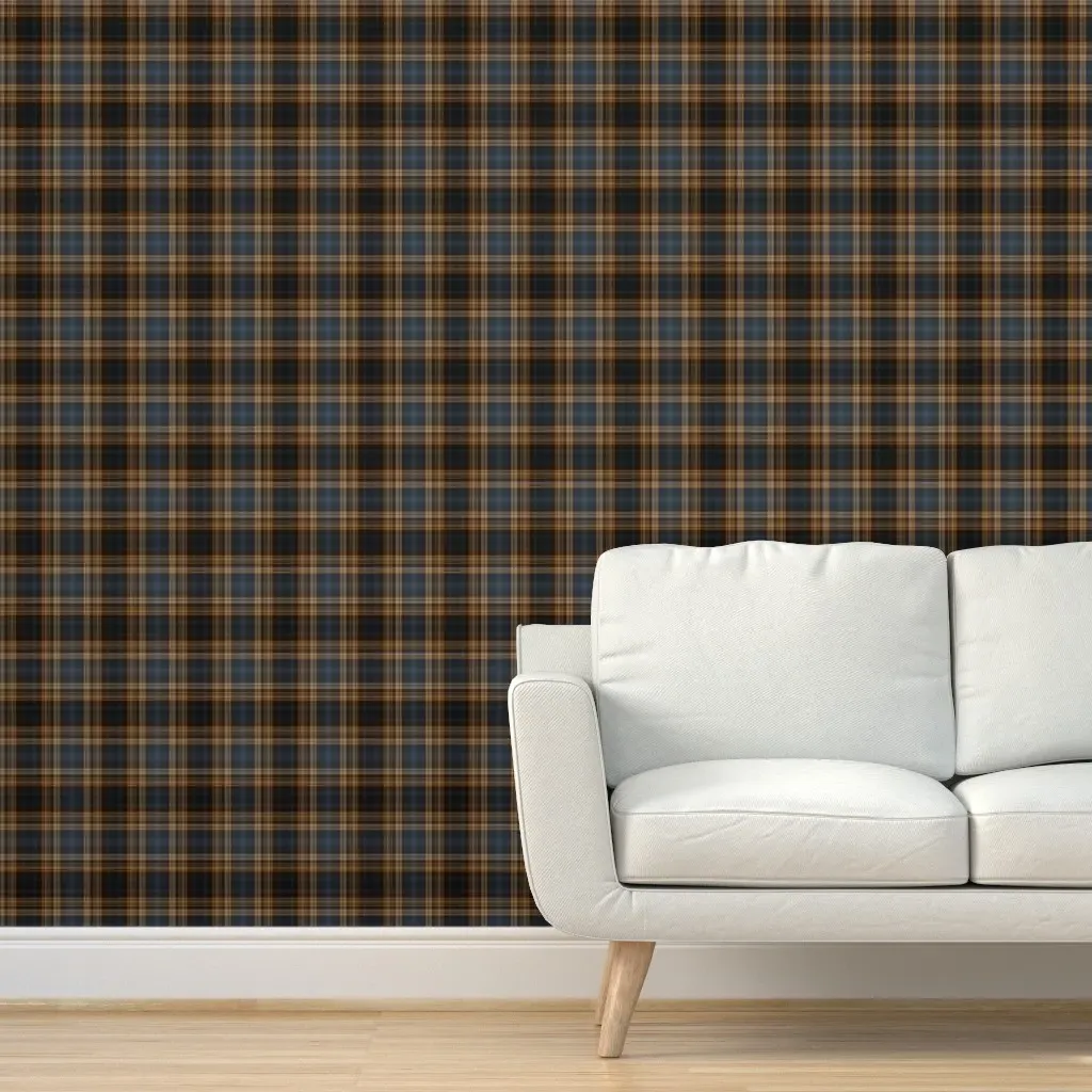 Peel and Stick Wallpaper Fine Line Plaid - Dark Blue, Brown product