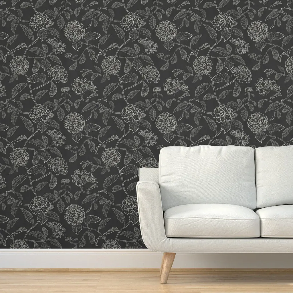 Peel and Stick Wallpaper Large Scale Hydrangea - White product