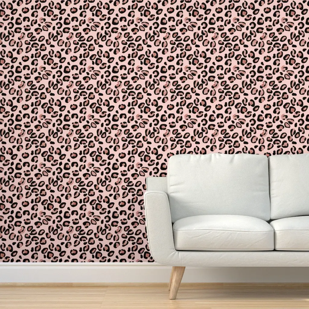 Peel and Stick Wallpaper Leopard Rose Gold Spots - Pink product