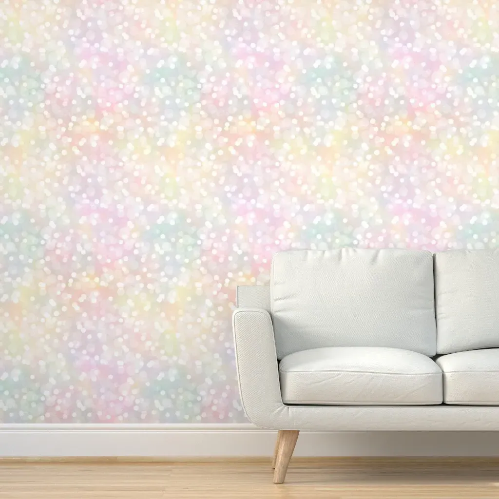 Peel and Stick Wallpaper Pastel Rainbow Bokeh - White, Gray product