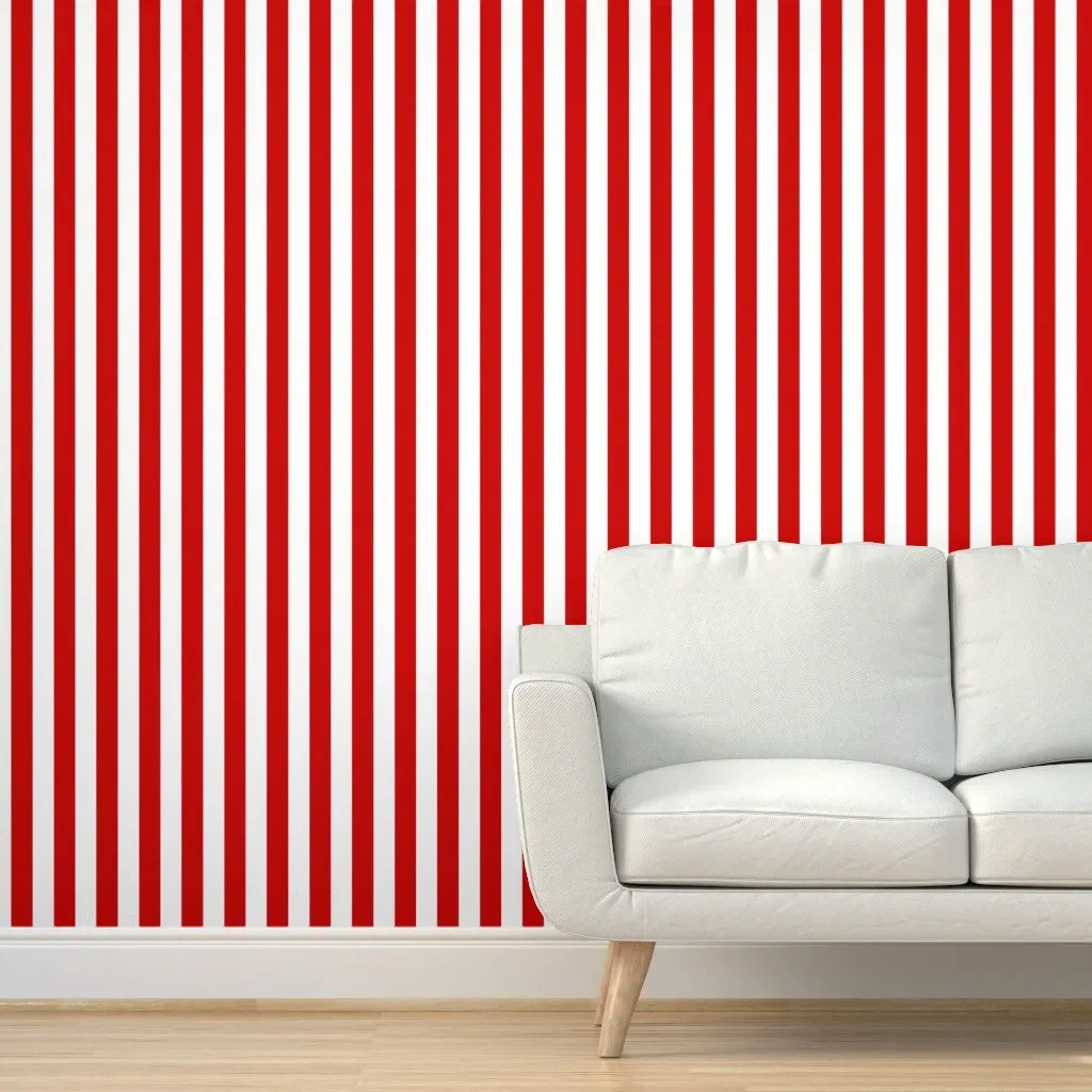 Peel and Stick Wallpaper Red & White Stripes - Red product