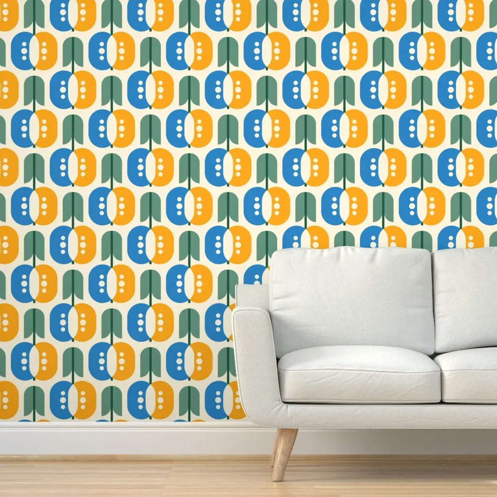 Peel and Stick Wallpaper Retro Fruit Print - Orange product