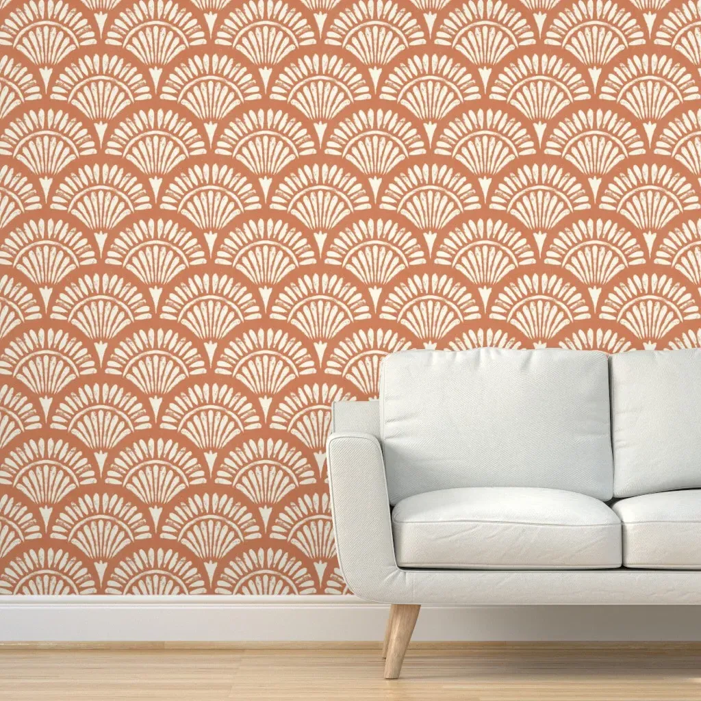 Peel and Stick Wallpaper Scallop Floral - Terracotta product