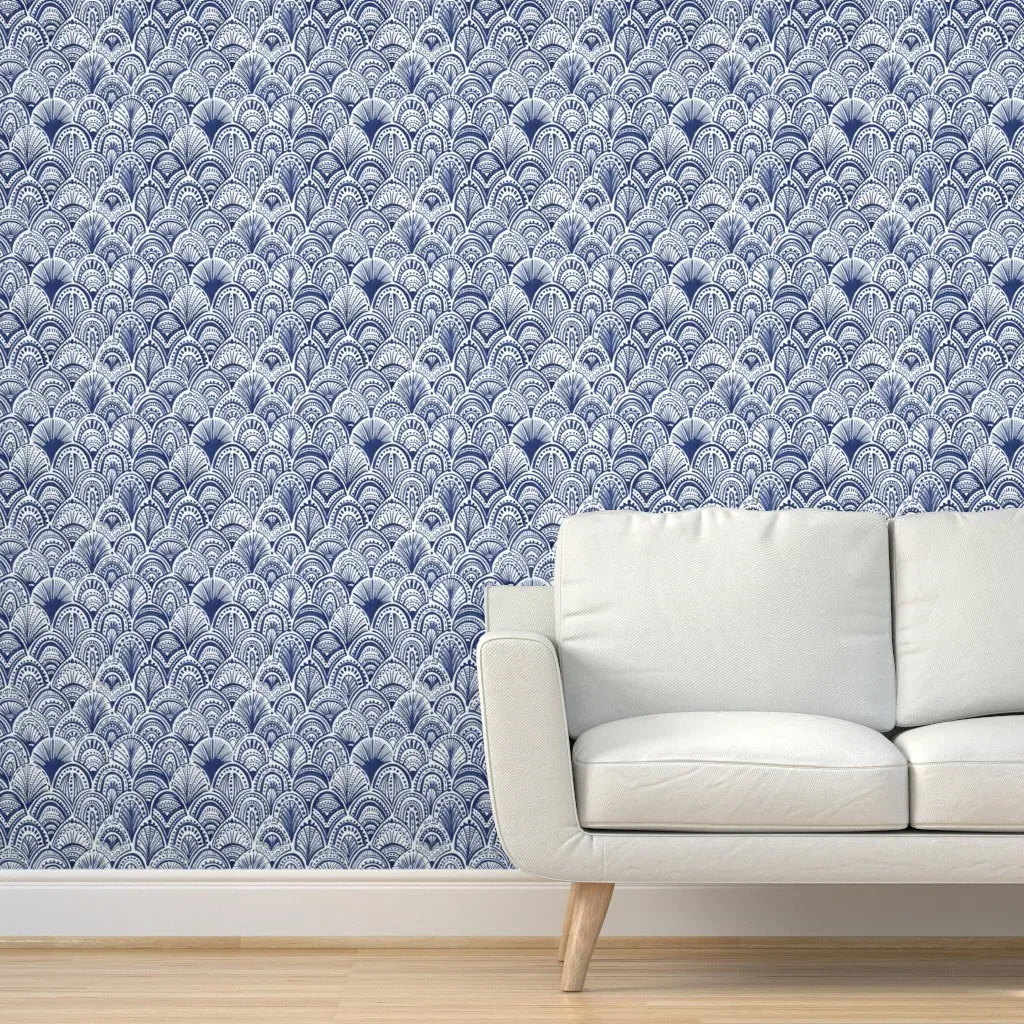 Peel and Stick Wallpaper Scallop Pattern - Blue product