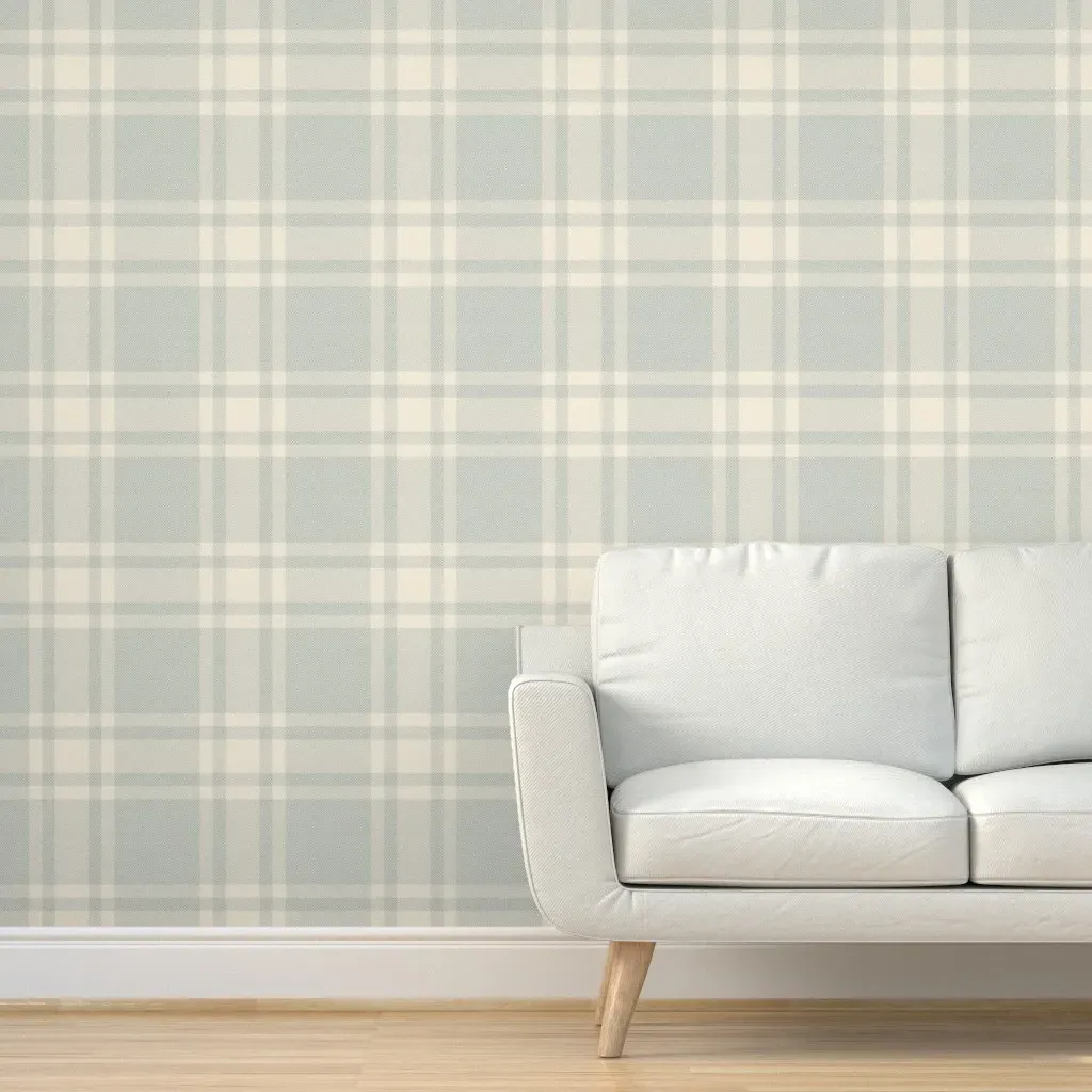 Peel and Stick Wallpaper Simple Plaid - Creamy White & Baby Blue product