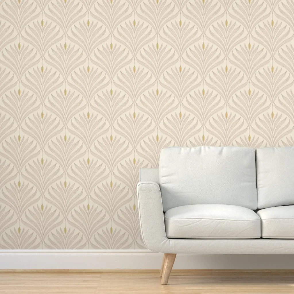 Peel and Stick Wallpaper Soft Beige Blossoms - Dusty Rose product