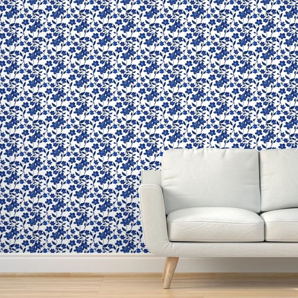 Peel and Stick Wallpaper Speckled Floral - Indigo Blue product