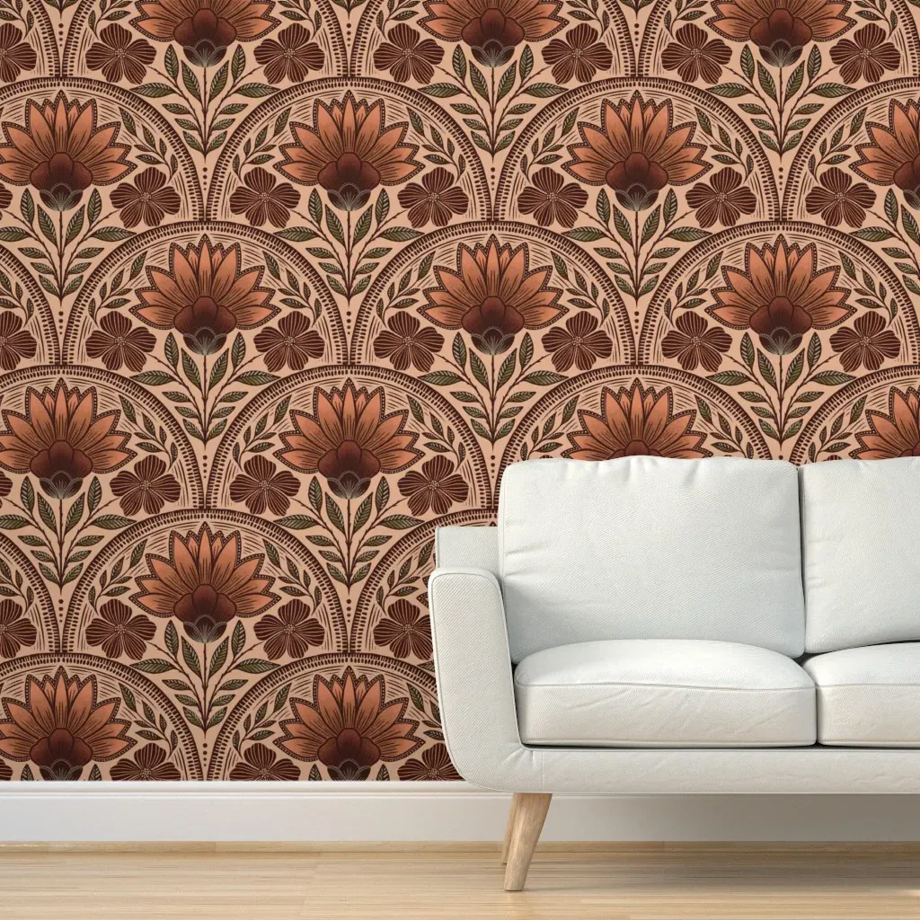 Peel and Stick Wallpaper Terracotta Blossoms - Terracotta product
