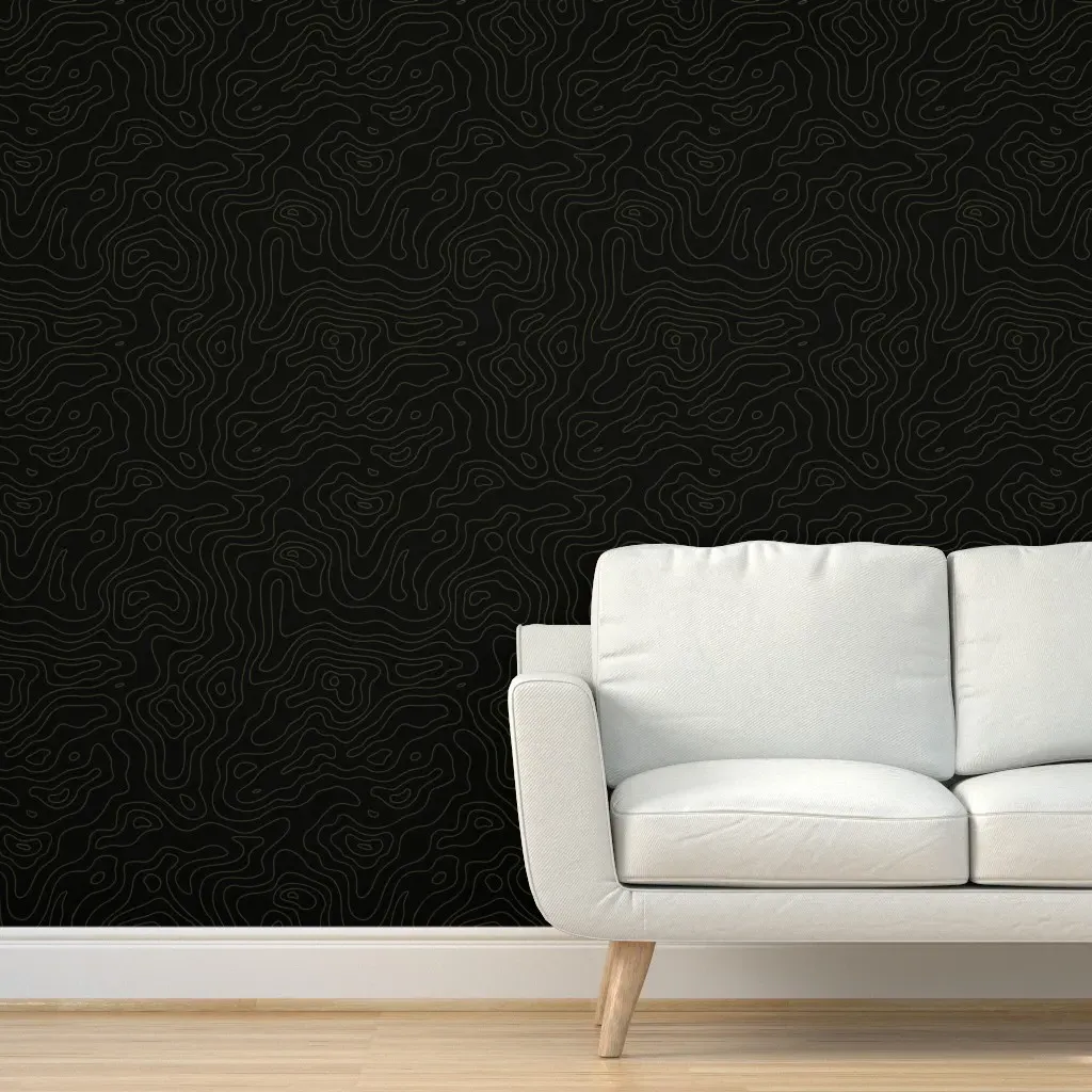 Peel and Stick Wallpaper Topographic Wave Stripe - Olive Green product