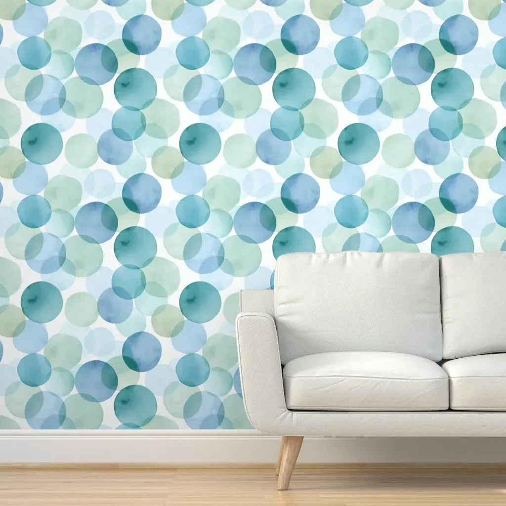 Peel and Stick Wallpaper Watercolor Abstract Circles - Blue product
