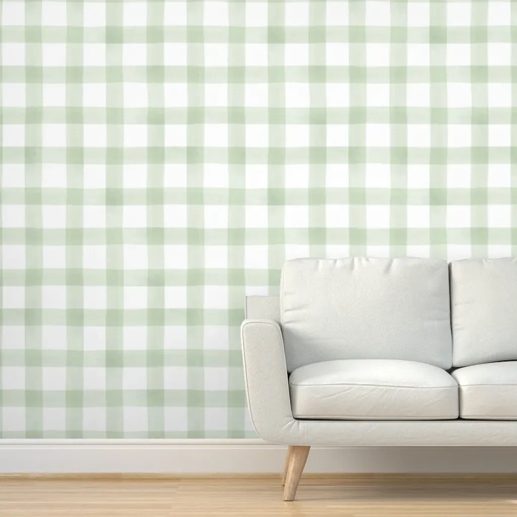 Peel and Stick Wallpaper Watercolor Check - Light Green product