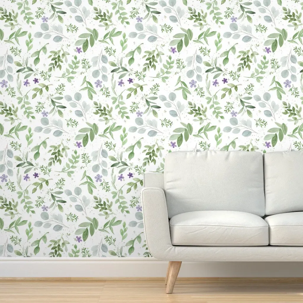 Peel and Stick Wallpaper Watercolor Lavender & Greenery product