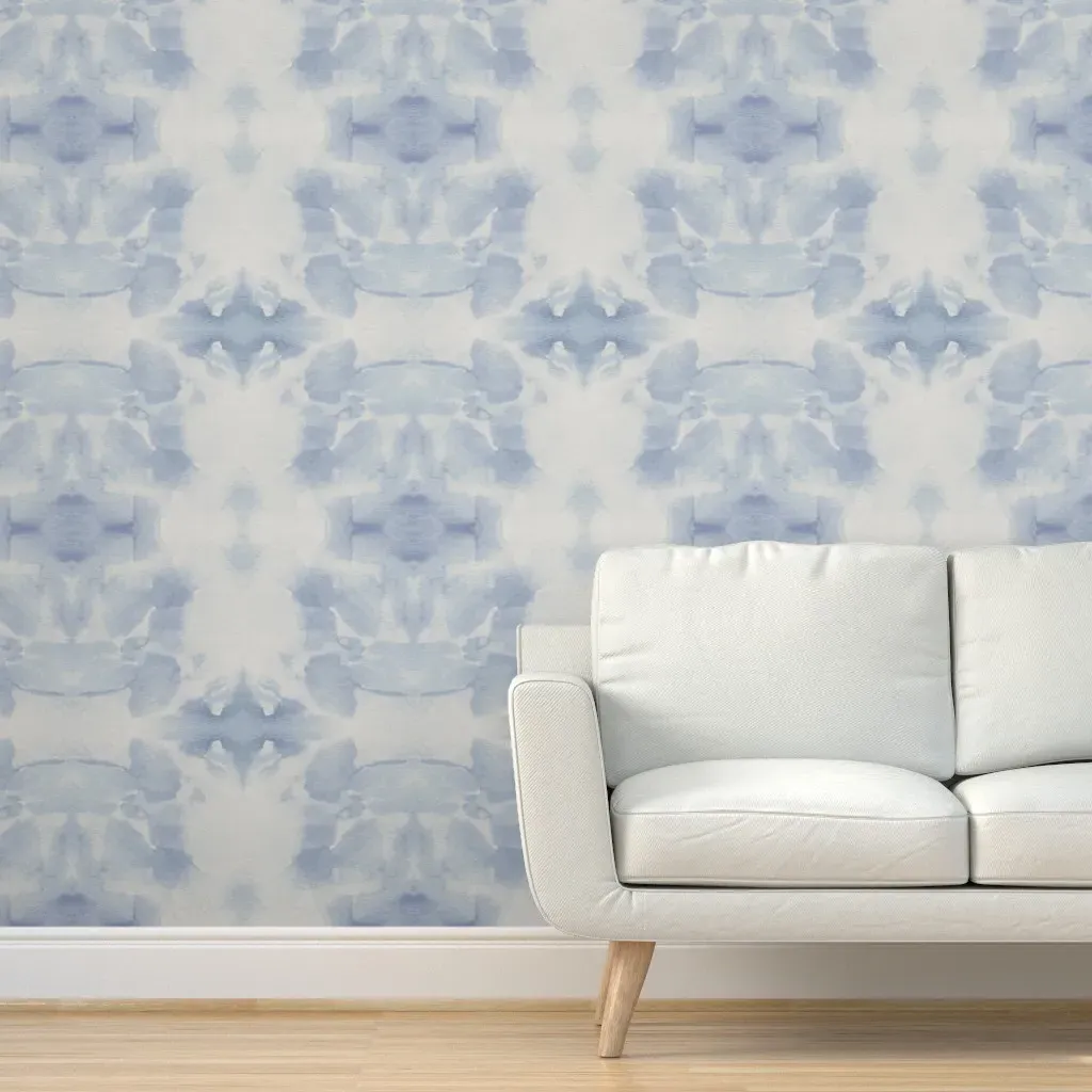 Peel and Stick Wallpaper Watercolor Rorschach - Soft Blue product