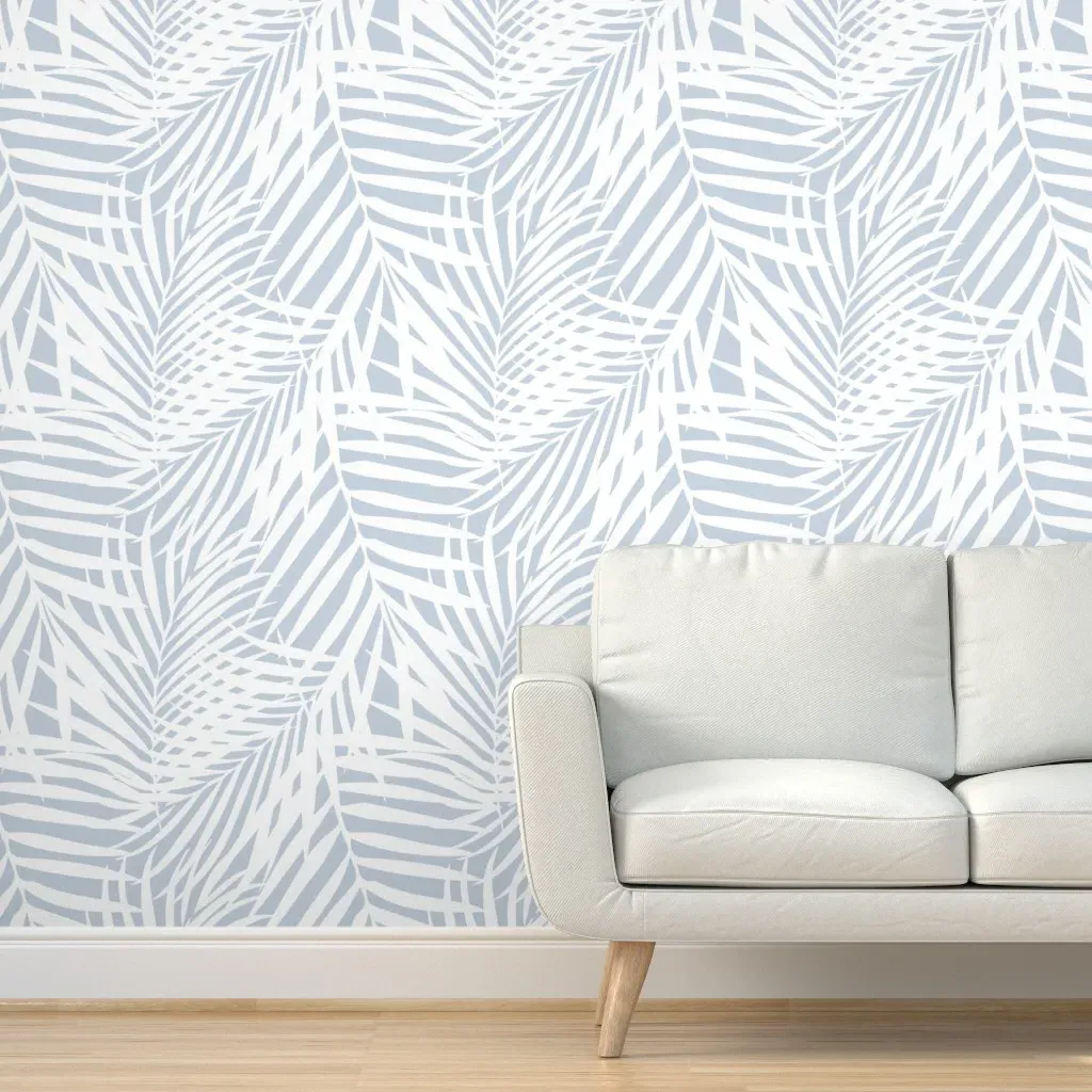 Peel and Stick Wallpaper - White on Lighter Soft Blue product