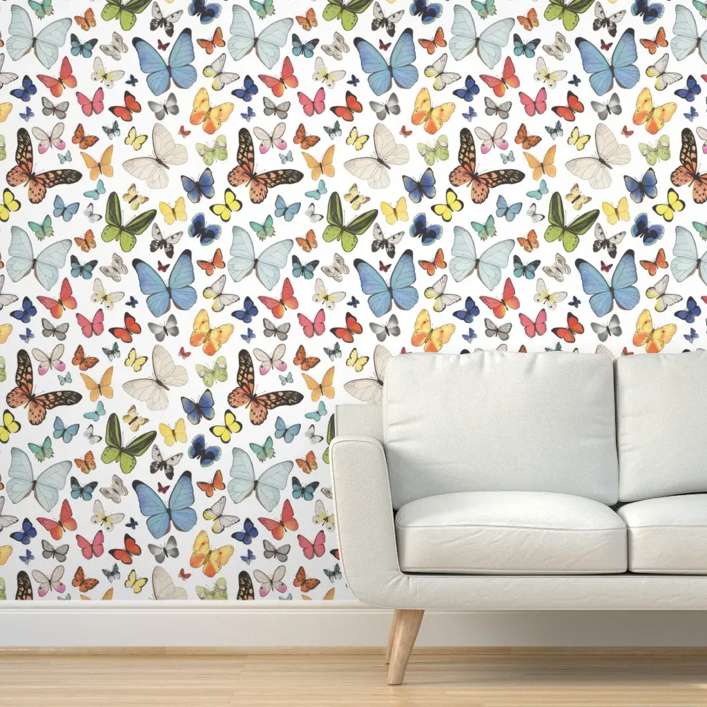 Peel and Stick Watercolor Butterflies Wallpaper - Blue product