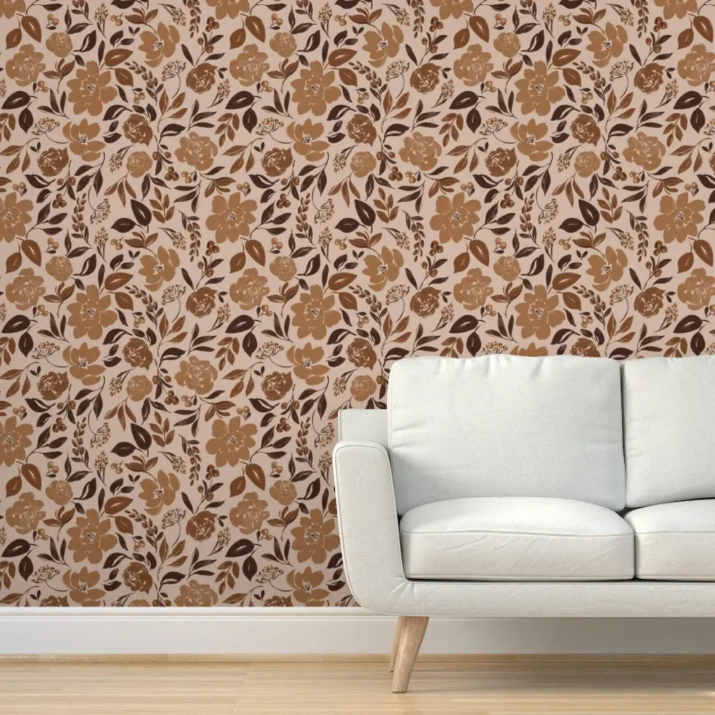 Peel and Stick Watercolor Desert Floral Wallpaper - Brown product
