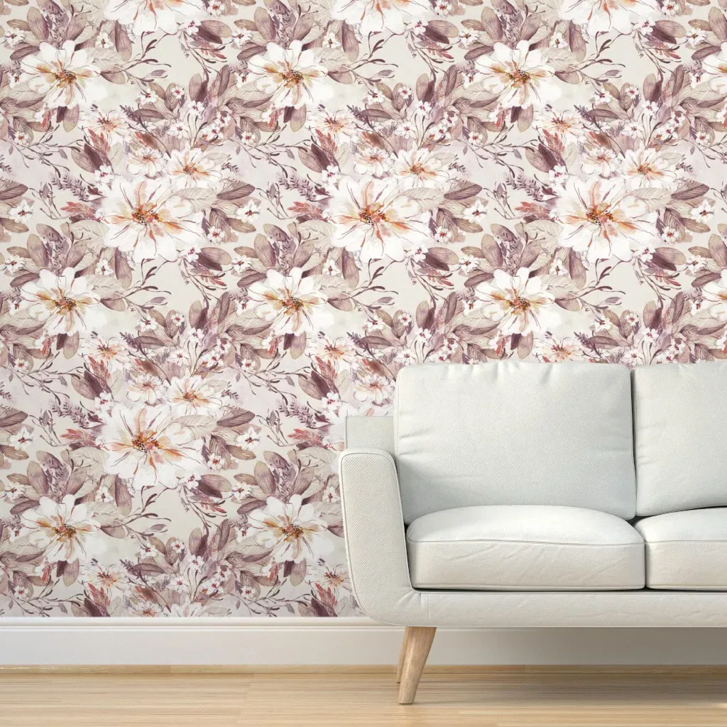 Peel and Stick Watercolor Floral Wallpaper - White product