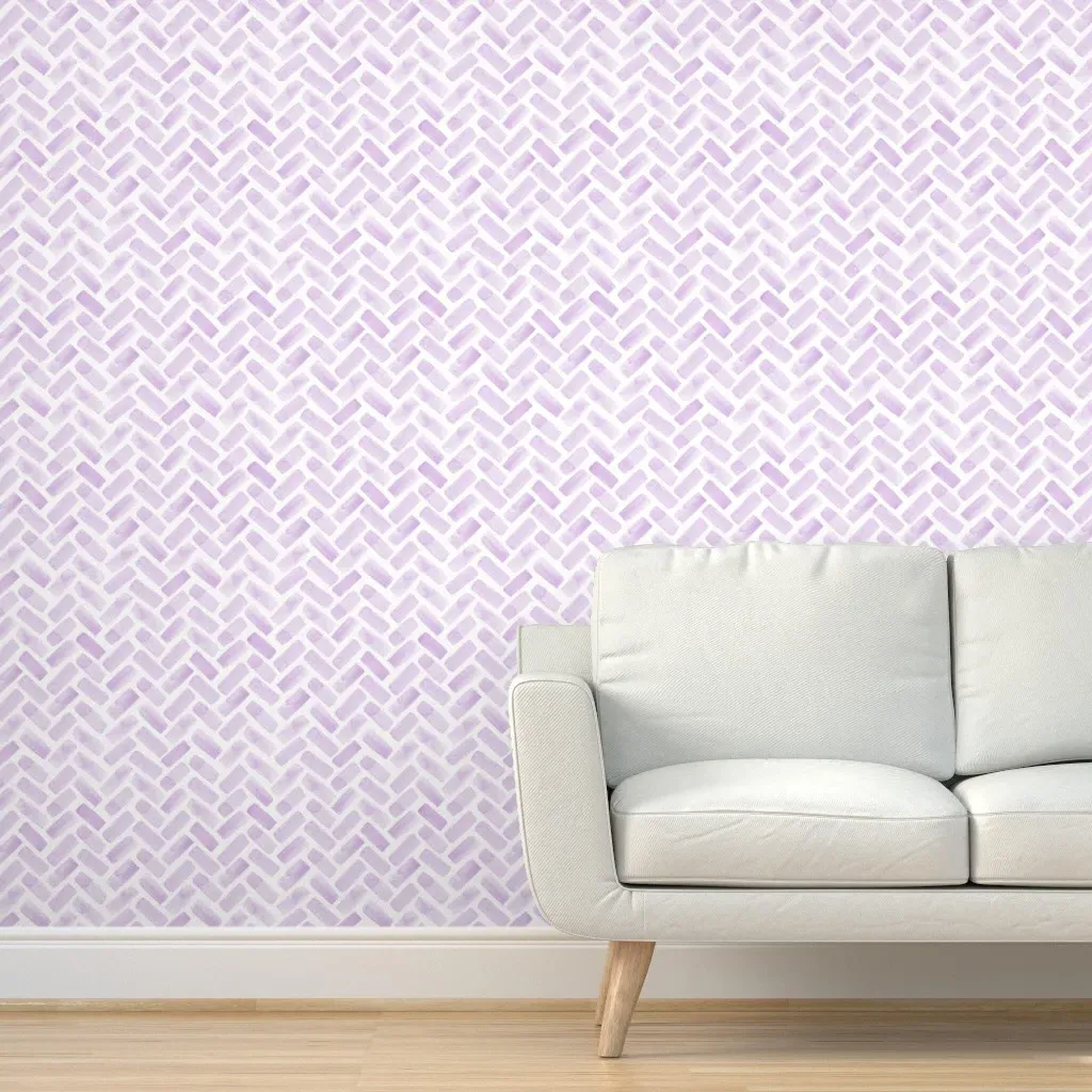 Peel and Stick Watercolor Herringbone Wallpaper - Lavender product