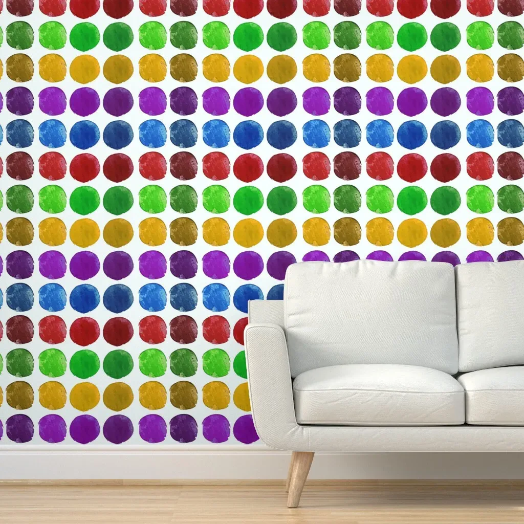 Peel and Stick Watercolor Painted Circles Wallpaper - Abstract product