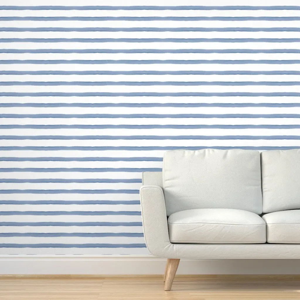 Peel and Stick Watercolor Stripes Wallpaper - Blue, White product