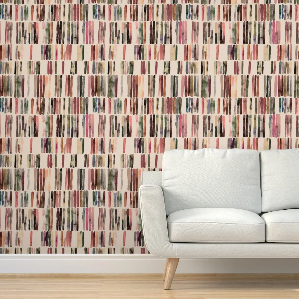 Peel and Stick Watercolor Stripes Wallpaper - Brown, Beige product