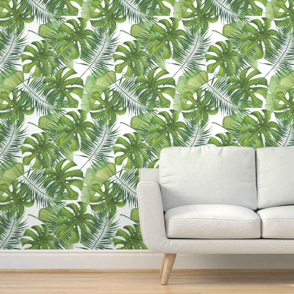 Peel and Stick Watercolor Tropical Leaf Wallpaper - Green product