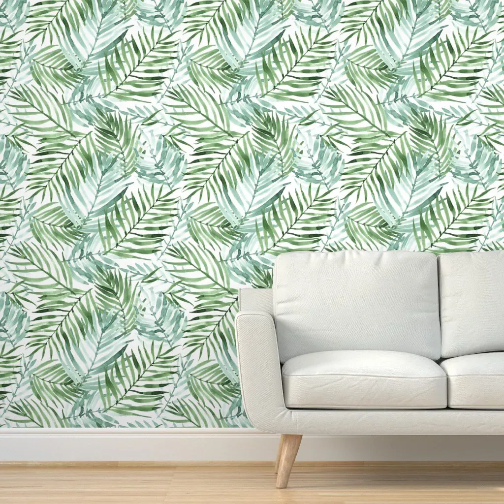 Peel and Stick Watercolor Tropics Wallpaper - Green, White product
