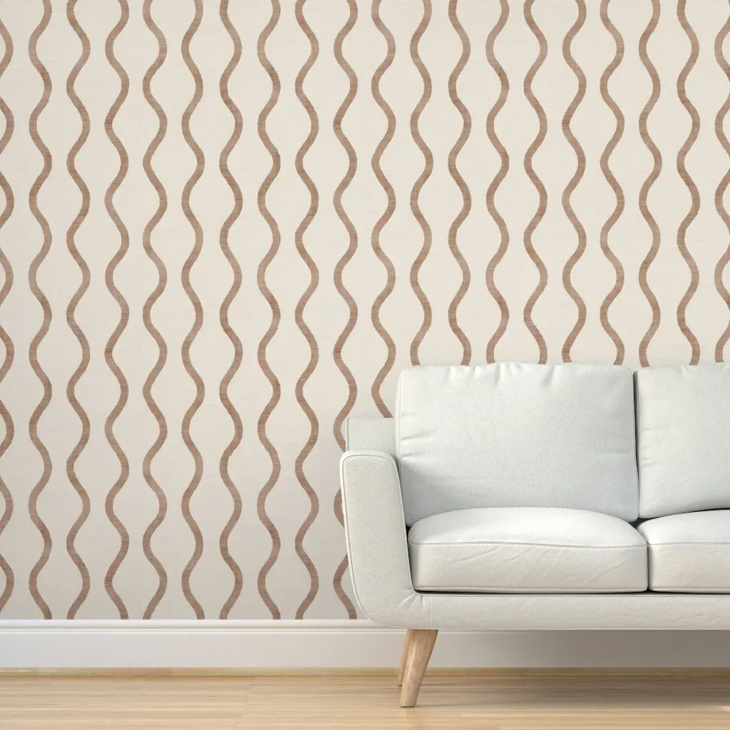 Peel and Stick Wavy Stripes Wallpaper - Taupe product