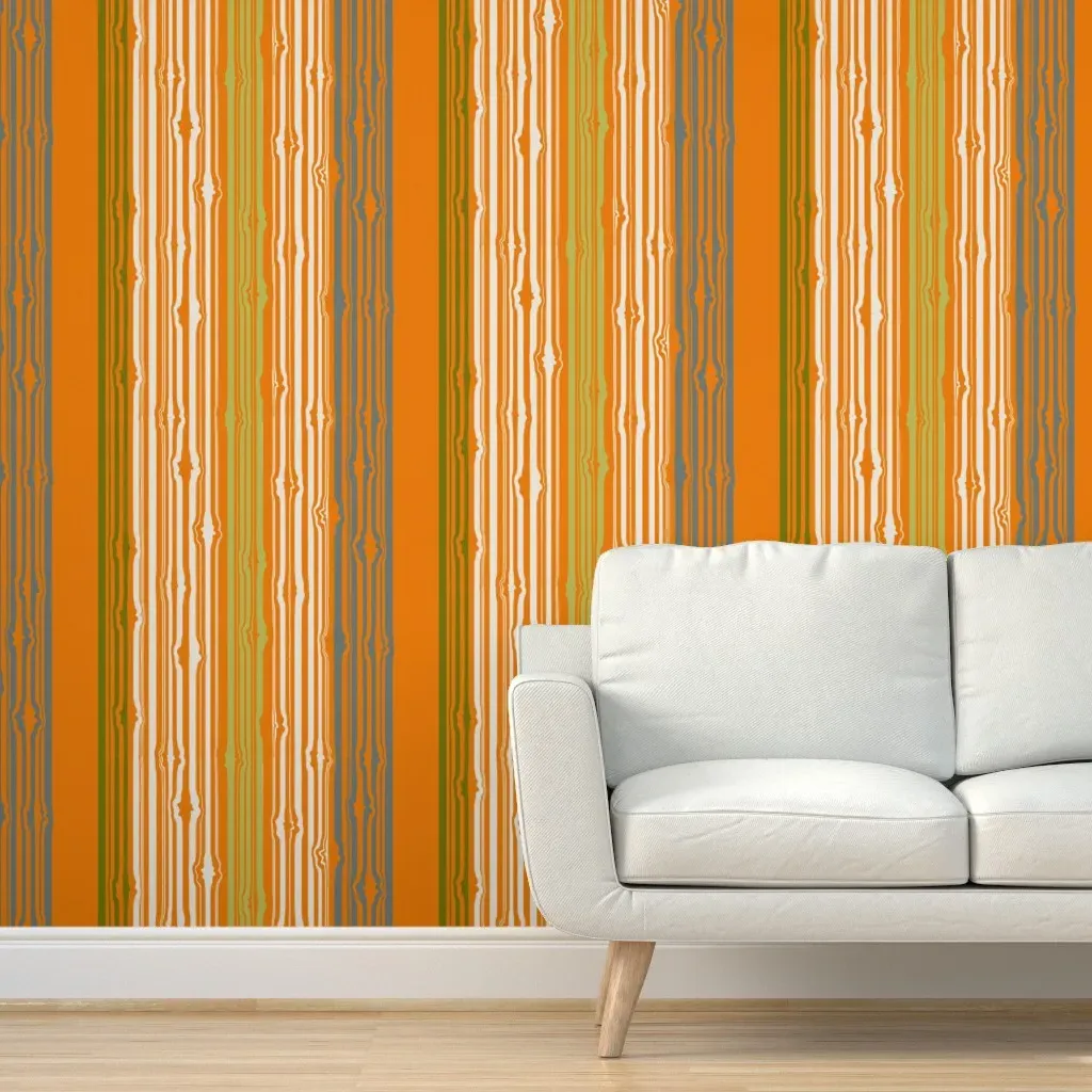 Peel and Stick Wood Lines Retro Wallpaper - Orange product
