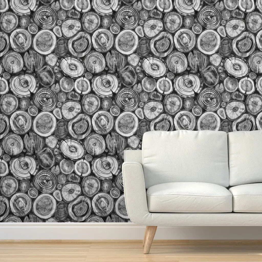 Peel and Stick Wood Pile Wallpaper Removable - Gray product