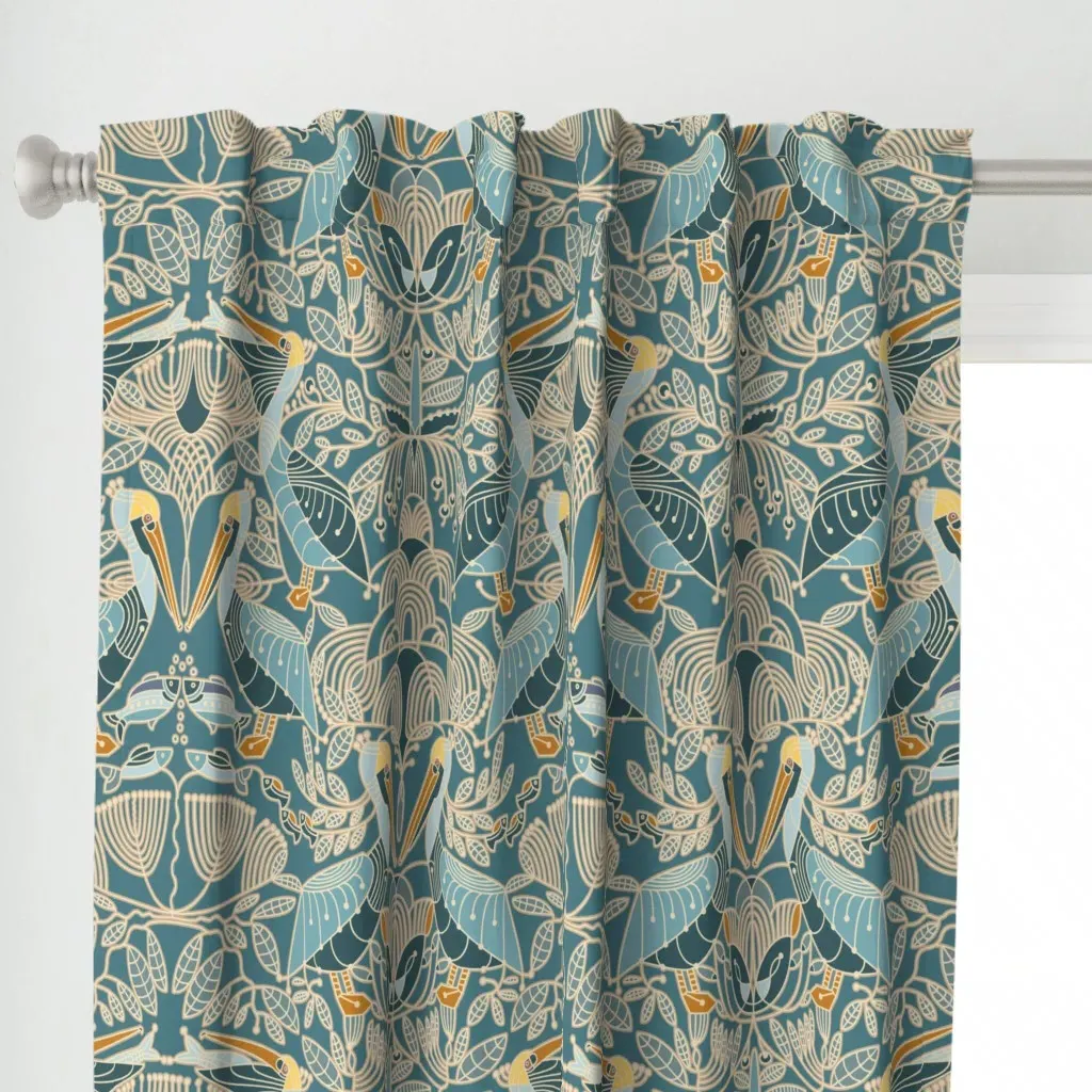Pelicans And Mangrove Curtain Panel - Teal alternate view
