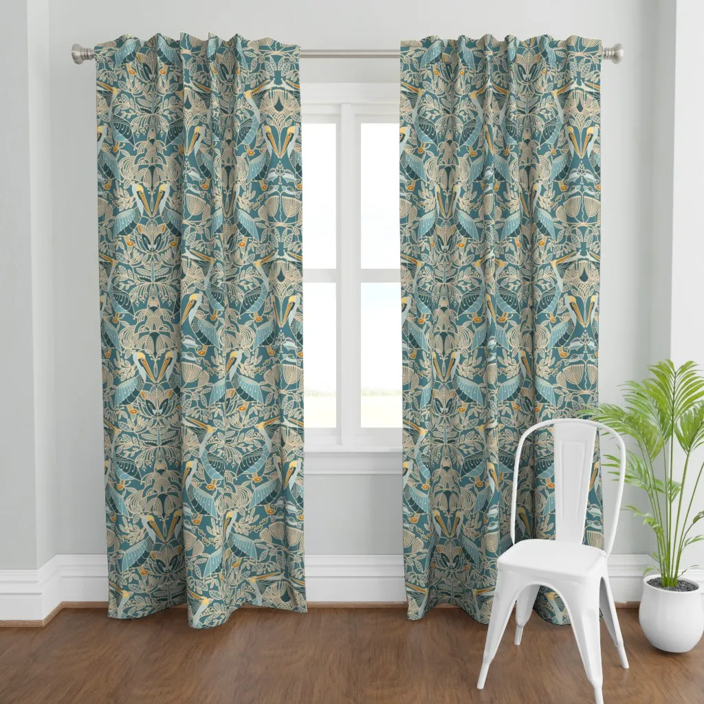 Pelicans And Mangrove Curtain Panel - Teal product