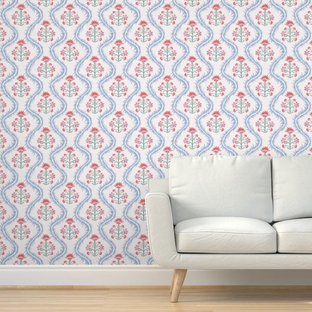 Penelope Blues Terracotta Orchid Peel and Stick Wallpaper - Red-Pink product