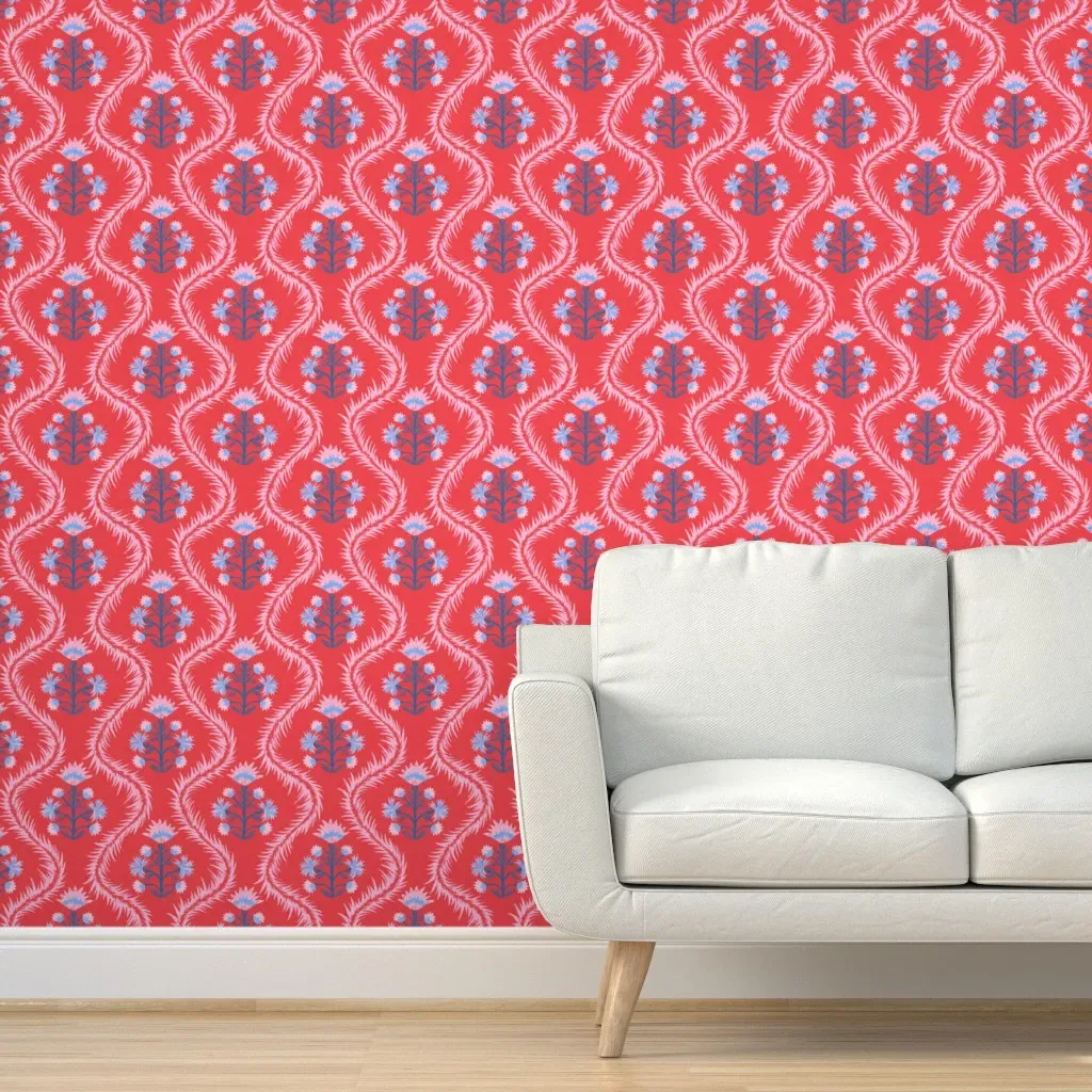 Penelope Peel and Stick Wallpaper - Red, Blue product