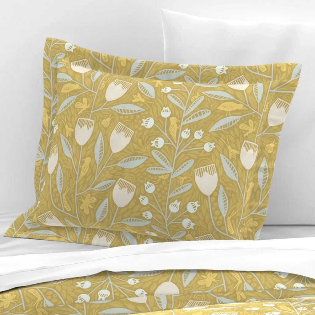 Penelope Standard Flanged Pillowcase - Mustard Yellow, Cotton Sateen product