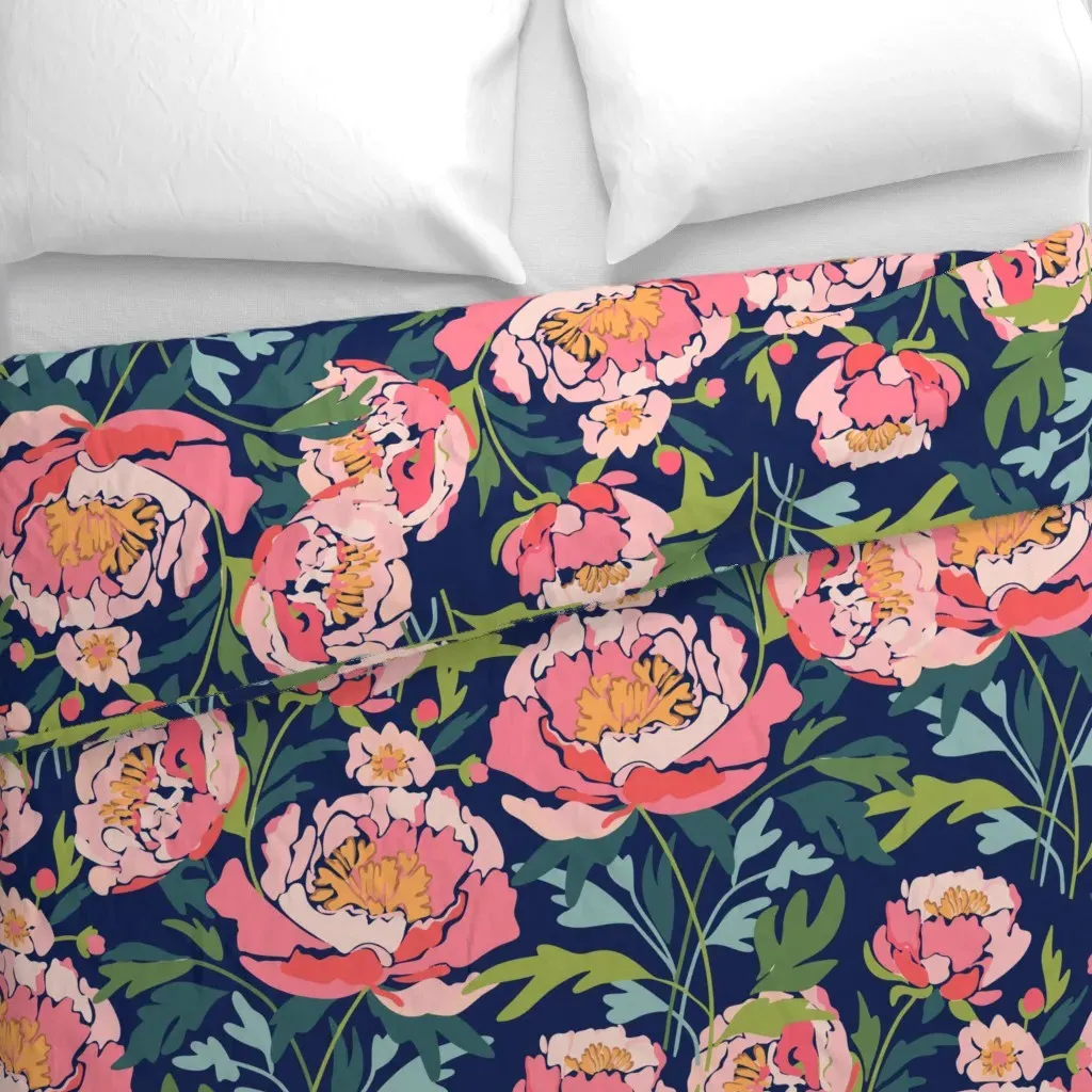 Peonies Bold Flowers Duvet Cover - Pink alternate view