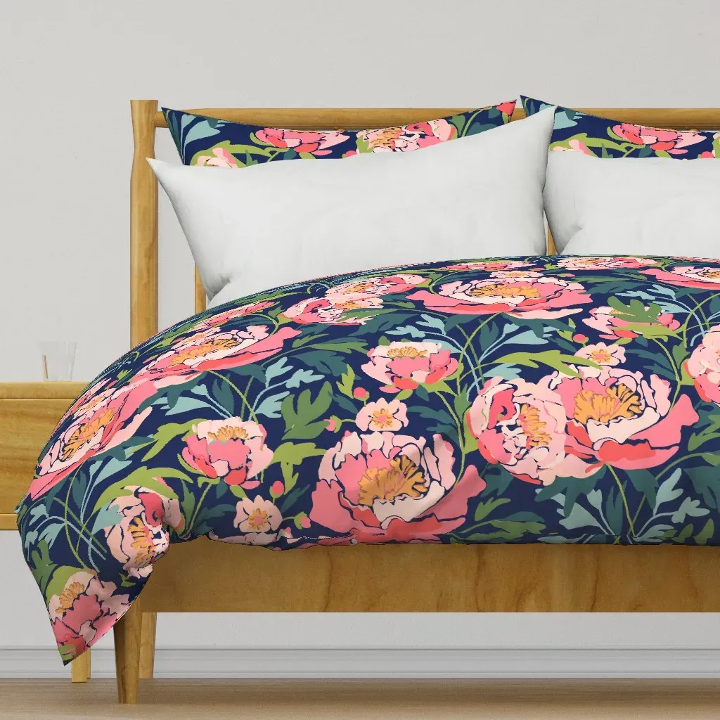 Peonies Bold Flowers Duvet Cover - Pink product