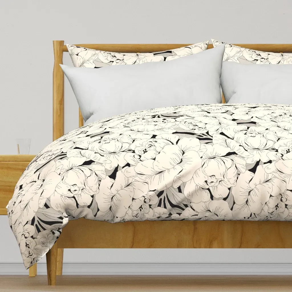 Peonies In Full Bloom Duvet Cover - Off-White product