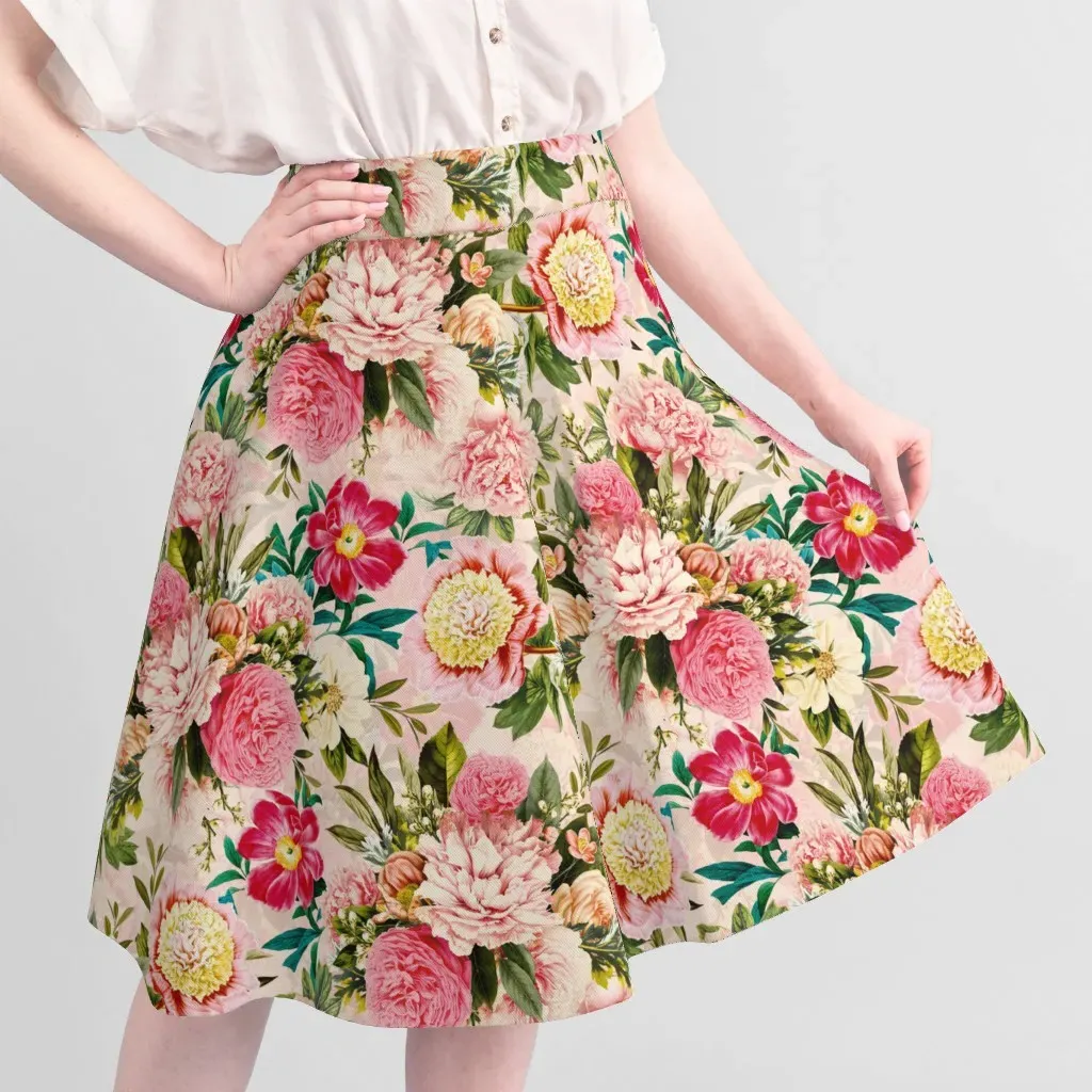 Peonies Roses Garden Floral Print Fabric - Pink alternate view