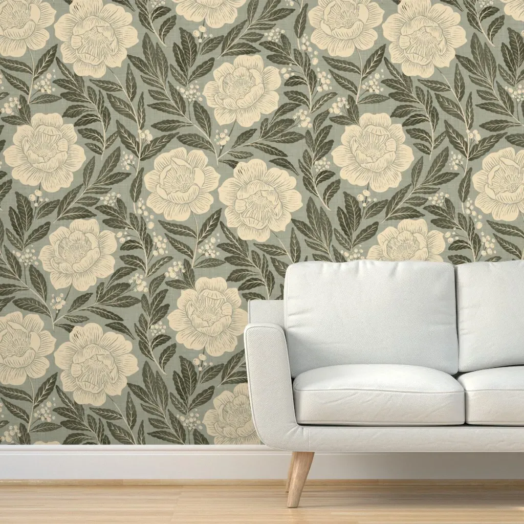 Peonies Vintage Jumbo Peel and Stick Wallpaper - Cream product