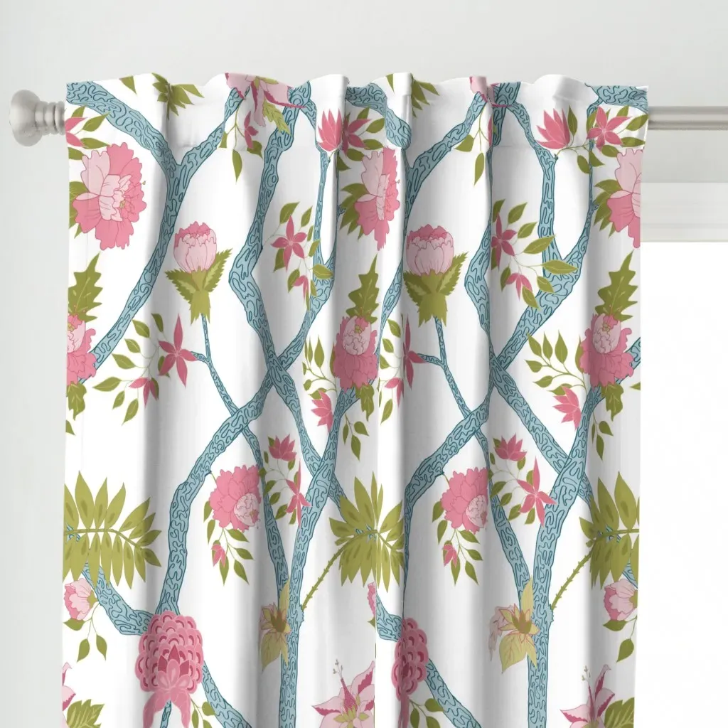 Peony Branch Curtain Panel - Pink alternate view